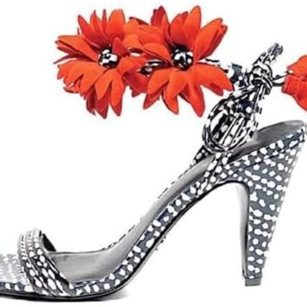 Cecelia New York Sonah Print Red Flower Heels, NIB 9